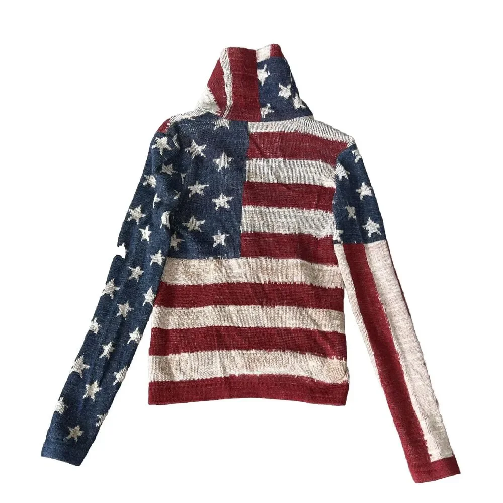 Vintage Ralph Lauren Denim Supply Sweater Button Up S American Flag USA Cardigan - Picture 2 of 13